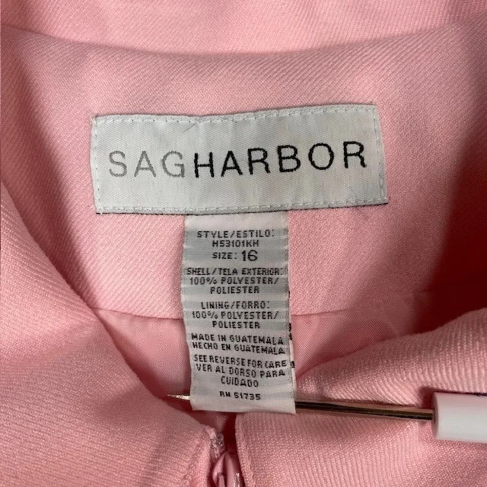Sag Harbor Womens Pink Zip Front Blazer Jacket Collared Professional Size‎ 16
